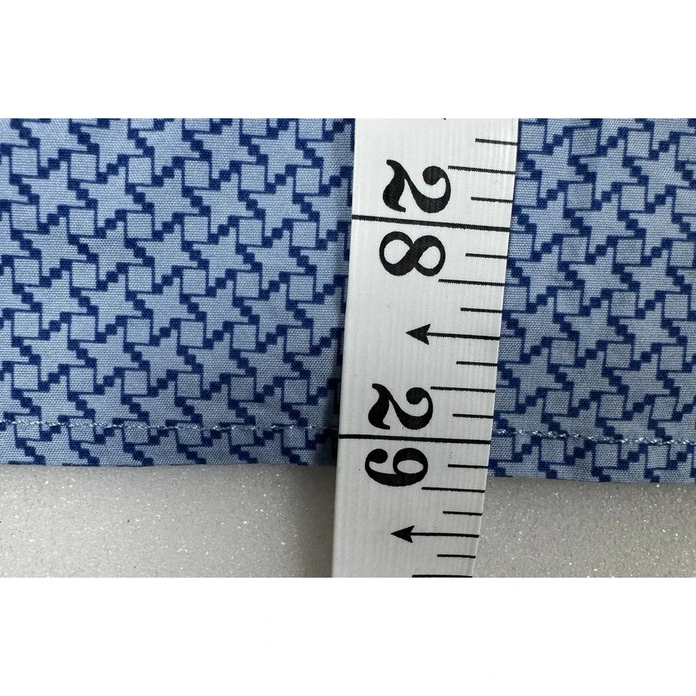 Banana Republic Men M Blue Geometric Print Tech Stretch Slim Flex Fit Shirt